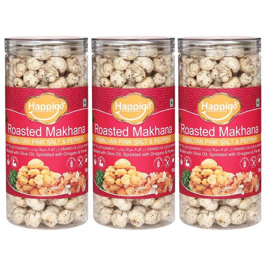 Combo(3-Jars) of Himalayan Pink Salt & Pepper Roasted Makhana(100gm Each)