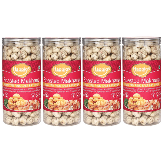 Combo(4-Jars) of Himalayan Pink Salt & Pepper Roasted Makhana(100gm Each)